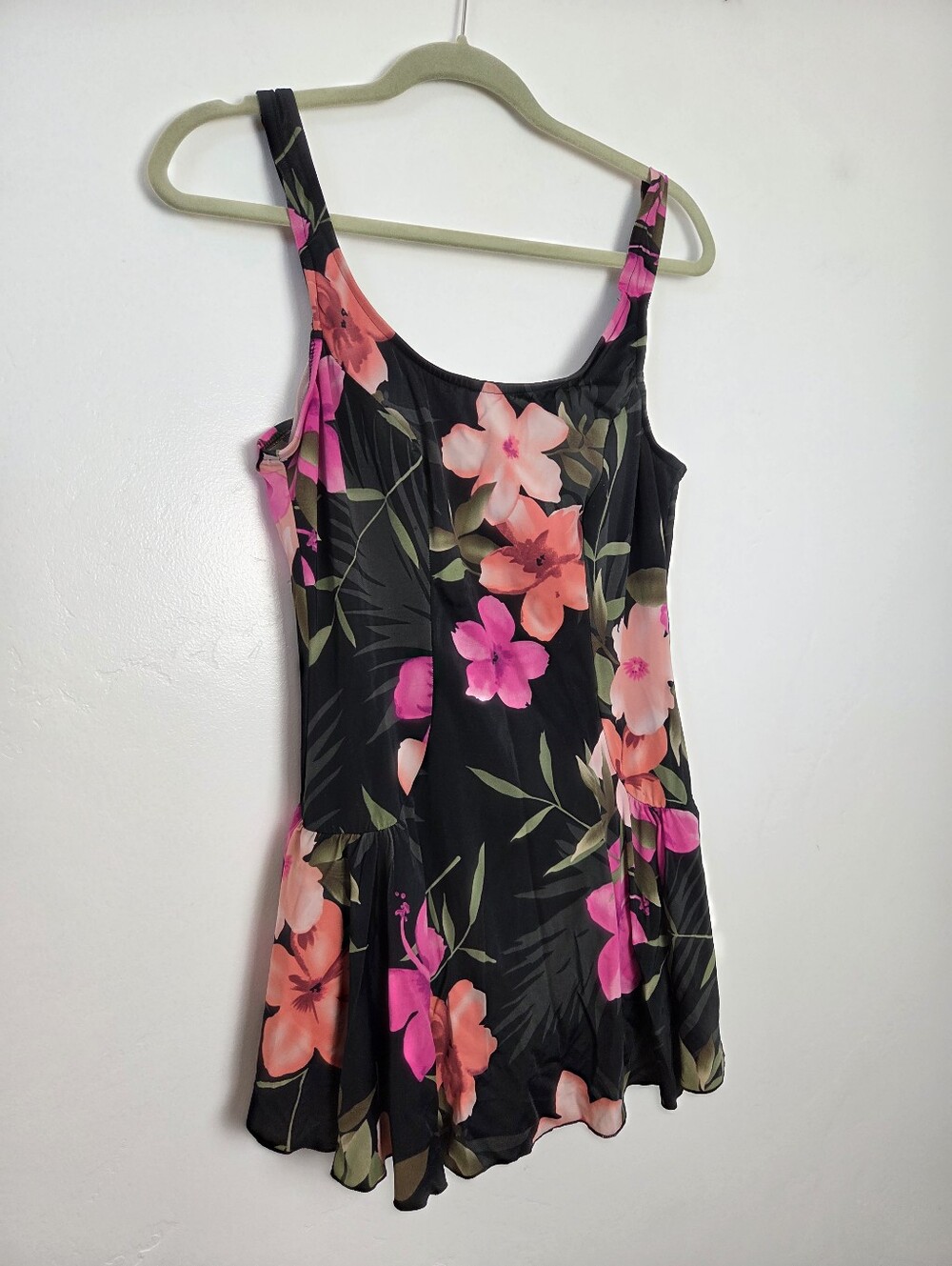 Maxine Of Hollywood Swim Dress Tankini One Piece Floral Tropical Poolside XL 18 - Picture 2 of 12